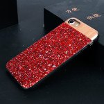 Wholesale iPhone 8 Plus / 7 Plus Sparkling Glitter Chrome Fancy Case with Metal Plate (Red)